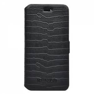 Купить кожаный чехол книжку Kenzo для iPhone 6 под кожу крокодила Croco Folio Blanc черный