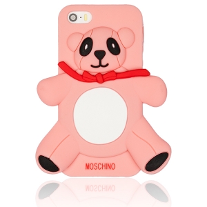 Купить объемный чехол Moschino Agostino для iPhone SE / 5S / 5 панда 3D розовый в интернет магазине