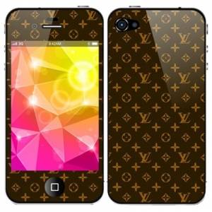Купить наклейка Louis Vuitton для iPhone 4 / 4S на стекло и на заднюю панель комплект (Front+Back) черная в интернет магазине