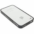 Металлический бампер для iPhone 4/4S тонкий, со стразами (черный)