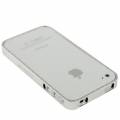 Металлический бампер для iPhone 4/4S тонкий, со стразами (серебристый)