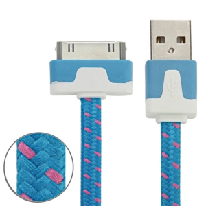 Купить USB кабель 30 pin в тканевой оплетке для iPhone, iPod и iPad 2 метра (черный) 