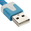 USB кабель 30 pin в тканевой оплетке для iPhone, iPod и iPad - плоский шнур 2 метра (синий) 