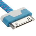 USB кабель 30 pin в тканевой оплетке для iPhone, iPod и iPad - плоский шнур 2 метра (синий) 