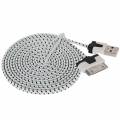 USB кабель 30 pin в тканевой оплетке для iPhone, iPod и iPad - плоский шнур 2 метра (белый)