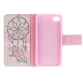 Кожаный чехол книжка для iPhone 4 / 4S с горизонтальным флипом "Windbell Cap" (Pink)