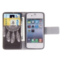 Кожаный чехол книжка для iPhone 4 / 4S с горизонтальным флипом "Windbell Cap" (Black)