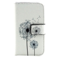 Кожаный чехол книжка для iPhone 4 / 4S с разъемами для карточек с одуванчиком "Dandelion"