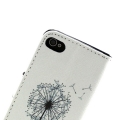 Кожаный чехол книжка для iPhone 4 / 4S с разъемами для карточек с одуванчиком "Dandelion"