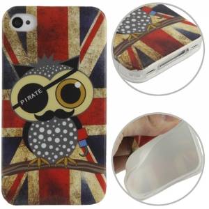 Купить гелевый чехол для iPhone 4 / 4S с флагом Англии с совой