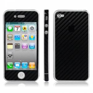 Купить карбоновую наклейку на iPhone 4, 4S на все стороны (черная)