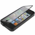 Гелевый чехол книжка для iPhone 4/4S с прозрачным флипом (Black)