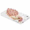 Чехол накладка со стразами для iPhone 4 / 4S с розовым павлином