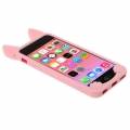 Силиконовый 3D чехол с ушками для iPhone 5C - KOKO (розовый) 