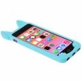 Силиконовый 3D чехол с ушками для iPhone 5C - KOKO (голубой) 