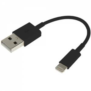 Купить короткий USB кабель 8 pin 13 см черный