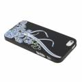 Чехол накладка iPsky со стразами для iPhone SE / 5S / 5 орхидеи на черном фоне 3D эффект