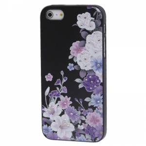 Купить чехол накладка iPsky со стразами для iPhone 5 / 5S цветы на черном фоне 3D эффект в интернет магазине