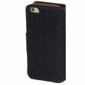 Кожаный чехол книжка Classical Denim Jeans для iPhone 5 / 5S / SE с разъемом для карт (Black)
