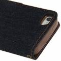 Кожаный чехол книжка Classical Denim Jeans для iPhone 5 / 5S / SE с разъемом для карт (Black)