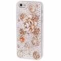 Роскошный чехол накладка со стразами и жемчугом для iPhone 5 / 5S Flowers Style (ручная работа)