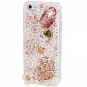 Купить роскошный чехол накладка со стразами и жемчугом для iPhone 5 / 5S Tulip Style (ручная работа) в интернет магазине