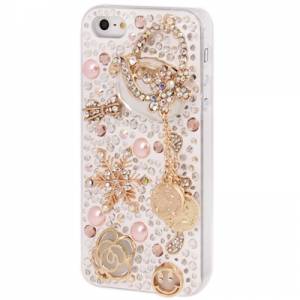 Купить роскошный чехол накладка со стразами и жемчугом для iPhone 5 / 5S Lady Bag Style (ручная работа) в интернет магазине