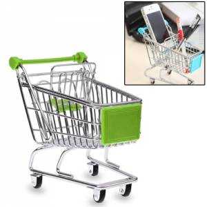 Купить мини тележка для покупок из супермаркета для настольного хранения или как подставка для телефона (зеленая) в интернет магазине
