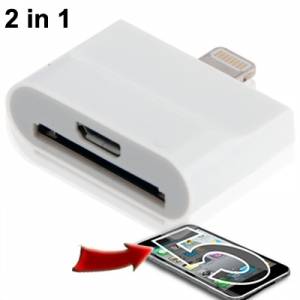 Купить переходник адаптер 2 в 1 с 30 pin + micro USB на 8 pin для iPhone / iPad