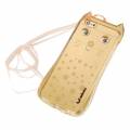 Чехол с ушками для iPhone 6 / 6S Wlons Cat Style 3D с ремешком (Gold)