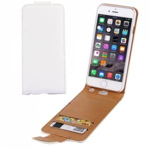 Купить кожаный чехол блокнот для iPhone 6/6S с вертикальным флипом с разъемом под карточки (White)