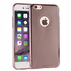 Купить гелевый глянцевый чехол Lattice для iPhone 6/6S с решётчатой фактурой (Rose Gold)