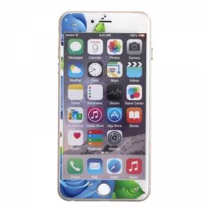 Купить защитное стекло 0,26мм со стразами и 3D рисунком для iPhone 6/6S комплект на переднюю и заднюю стороны Full Body (синие цветы)