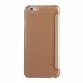 Кожаный чехол книжка для iPhone 6 Plus / 6+ с окошком для дисплея (золотой) 1.0
