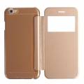 Кожаный чехол книжка для iPhone 6 Plus / 6+ с окошком для дисплея (золотой) 1.0