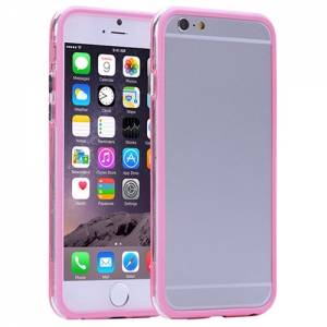 Купить гелевый чехол бампер для iPhone 6 Plus с вставкой и кнопками розовый 