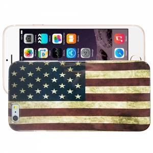 Купить гелевый чехол накладку c флагом США для iPhone 6 Plus / 6+