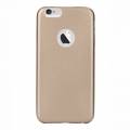 Тонкий чехол-накладка для iPhone 6 Plus / 6+ с покрытием под кожу (золотой)