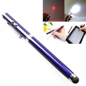 Купить стилус 4 в 1 для iPhone/iPad/Samsung лазер ручка фонарик синий