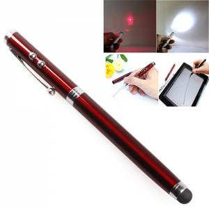 Купить стилус 4 в 1 для iPhone/iPad/Samsung лазер ручка фонарик красный