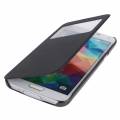 Чехол книжка для Samsung Galaxy S5 / S V / i9600 с окошком Call ID (черный)