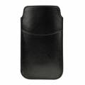 Универсальный кожаный чехол карман для iPhone X / 6 / 7 / 8, Samsung Galaxy S8 / S7 / S6 / S5 / S4 / S3 и других смартфонов глянцевый с ремешком (черный)