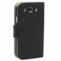 Кожаный чехол книжка Litchi для Samsung Galaxy S3 / i9300 с разъемами под карточки (черный)