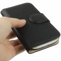 Кожаный чехол книжка Litchi для Samsung Galaxy S3 / i9300 с разъемами под карточки (черный)