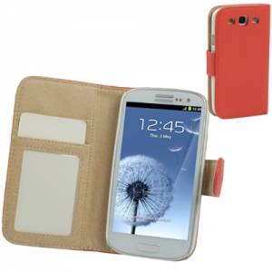 Купить кожаный чехол книжка Litchi для Samsung Galaxy S3 красный