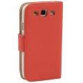 Кожаный чехол книжка Litchi для Samsung Galaxy S3 / i9300 с разъемами под карточки (красный)