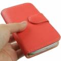 Кожаный чехол книжка Litchi для Samsung Galaxy S3 / i9300 с разъемами под карточки (красный)