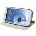 Кожаный чехол-книжка для Samsung Galaxy S3 / i9300 с двумя окошками для дисплея Call ID (белый)