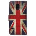 Кожаный чехол книжка UK Flag для Samsung Galaxy S5 mini / G800 английский флаг с подставкой