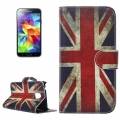 Кожаный чехол книжка UK Flag для Samsung Galaxy S5 mini / G800 английский флаг с подставкой